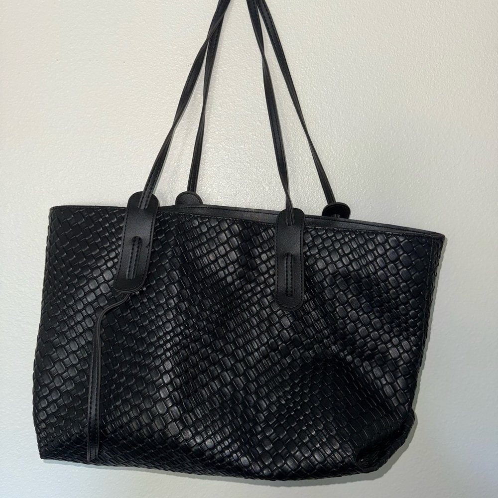 Elegant Black Woven Tote Bag